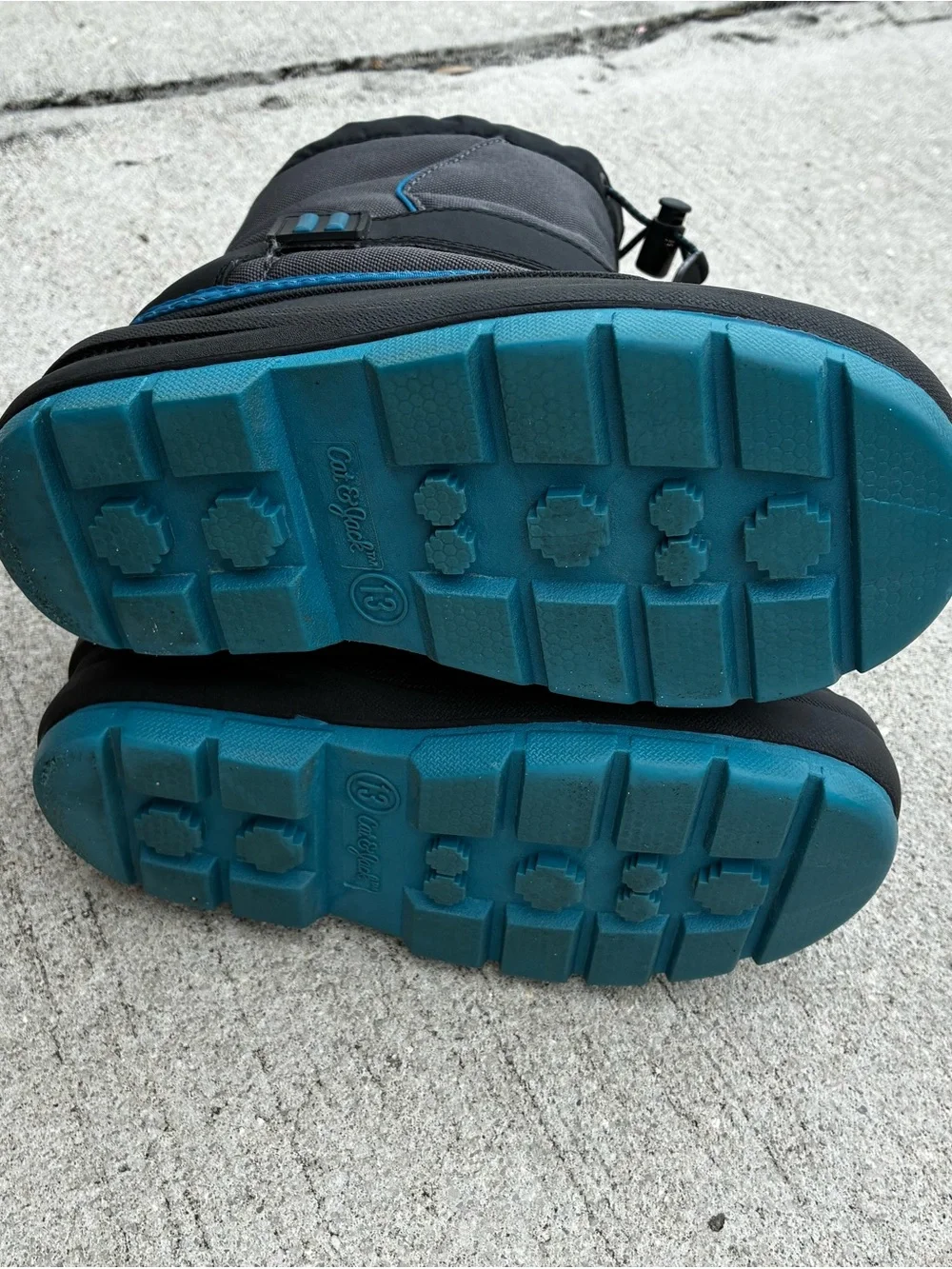 Cat and Jack Black Grey Blue Winter Snow Boots Toddler Kid Size 13